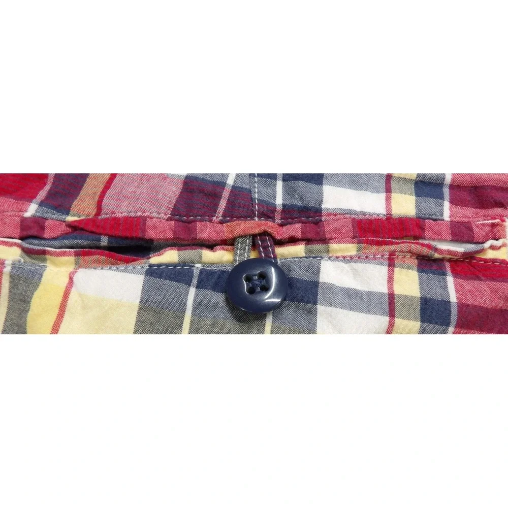 Y2K Polo Jeans Co Ralph Lauren Plaid‎ Shorts Men 38 Red Blue Cotton Chino Preppy